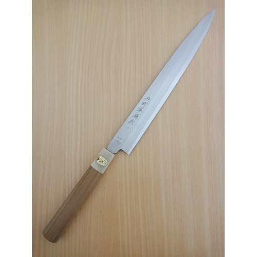 越前英雄 白紙二號 大馬士革紋 柳刃  270mm 水牛角圈八角柄