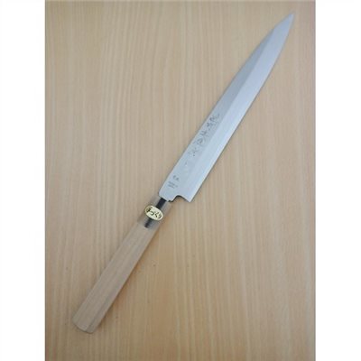 越前英雄 青紙二號 大馬士革紋 柳刃  240mm  水牛圈八角柄